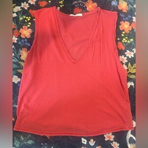 We The Free V-Neck Sleeveless Tank Top - Coral Red